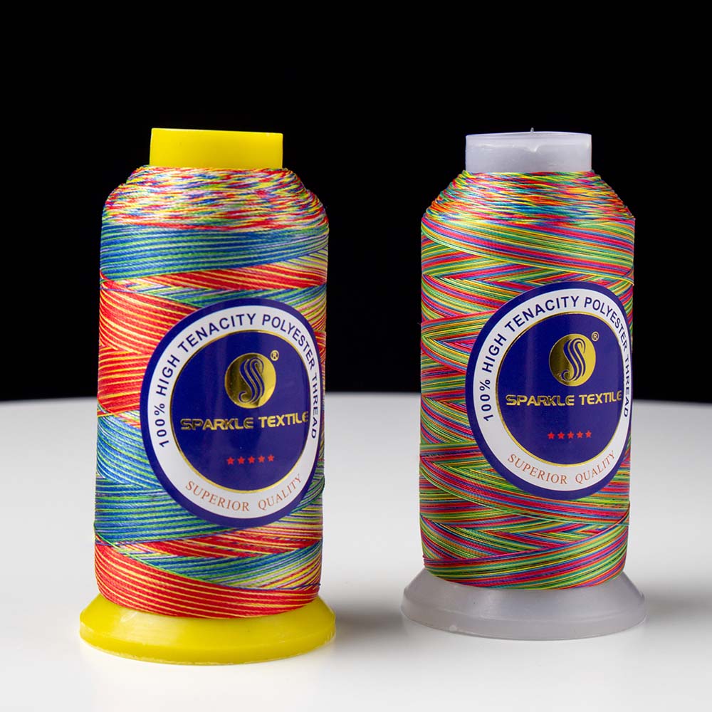 Multicolor 150D/300D/420D/630D/840D/1260D High Tenacity Thread Rainbow Polyester Yarn For Leather Product Sewing