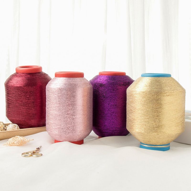 High Quality MH Type Polyester Pure Color Glitter Yarn Metallic Thread For Weaving