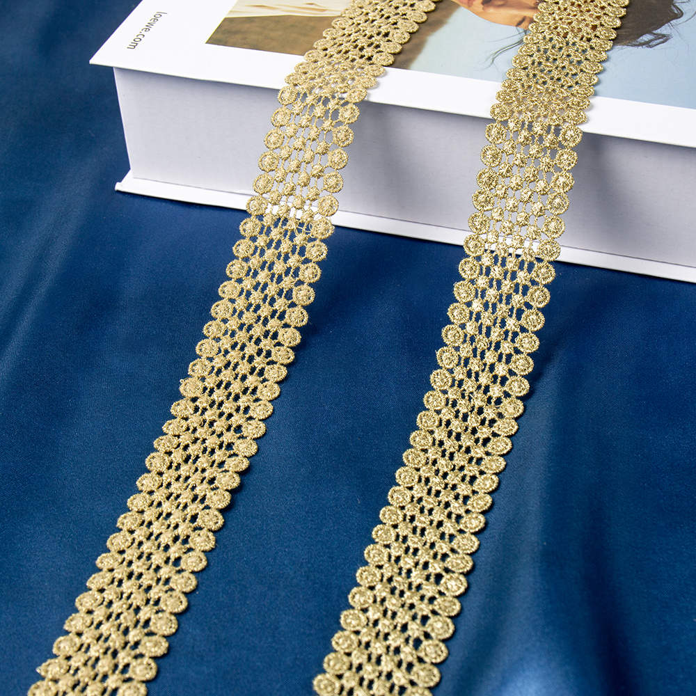Китай Сверкающая золотая вышивка в стиле ретро с кружевной отделкой, производитель