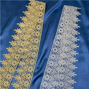 Vintage Gold Silver Metalllic Lace Trim Untuk Gaun Garment