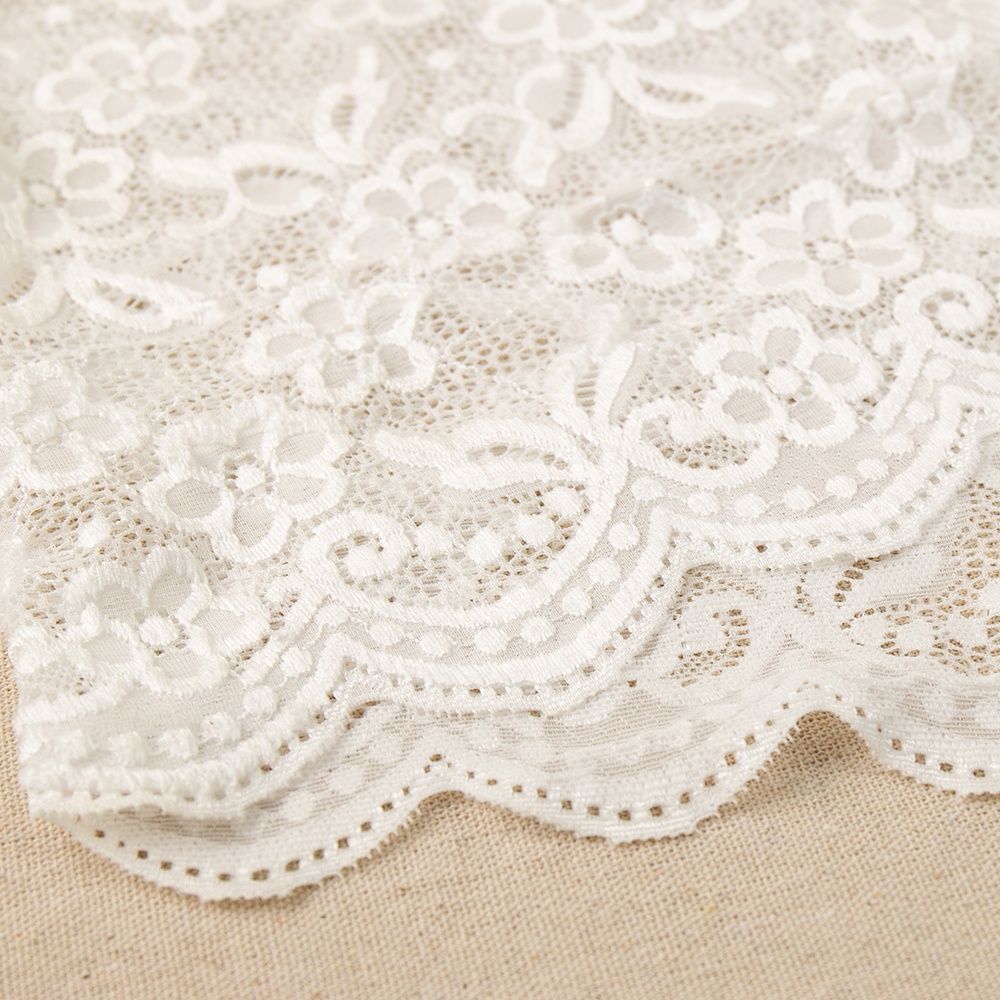 Sparkle White Classical Flower Elastic Soft Lace For Bridal Veil Stretch Lace