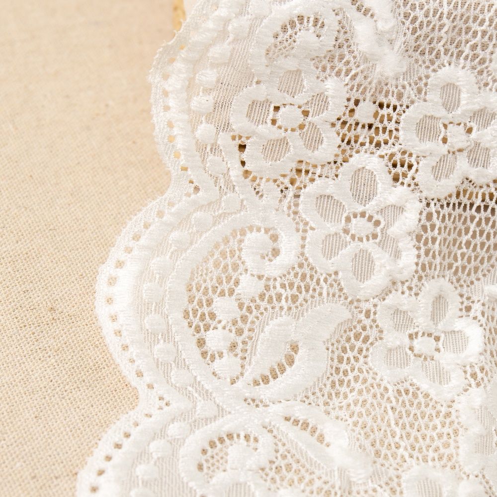 Китай Блестящие белые классические цветочные эластичные мягкие кружева для свадебной фаты из эластичного кружева, производитель