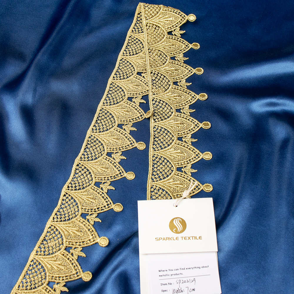 Китай Винтажная золотая серебряная металлическая кружевная отделка для платья для одежды, производитель