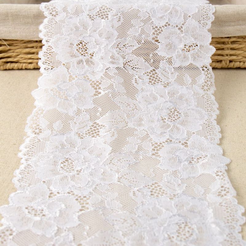 Flower Durable Wide Mesh Wave Soft Elastic Stretch Lace Trim By The Yard