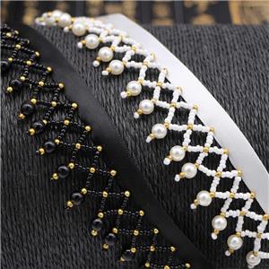 Pearl Lace Trim With Mesh Sequin Nail Embroidery Bead Edge Ribbon Garment Accessory