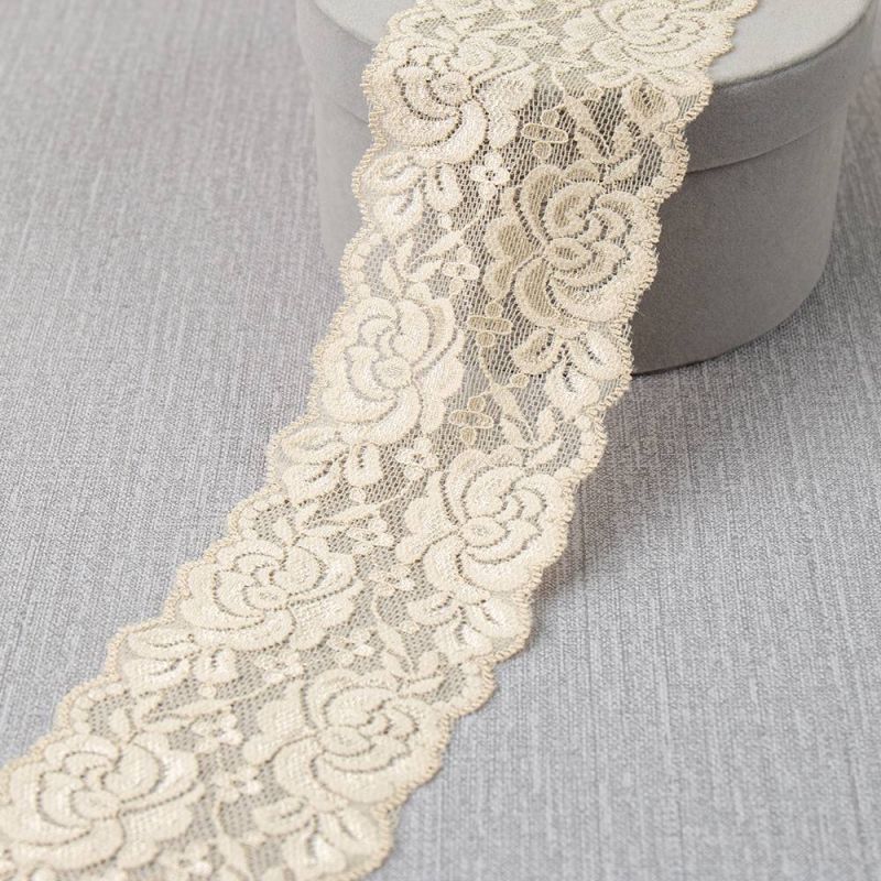 Sparkle White Stretch Elastic Lace Trim Fabric Sold By Yard