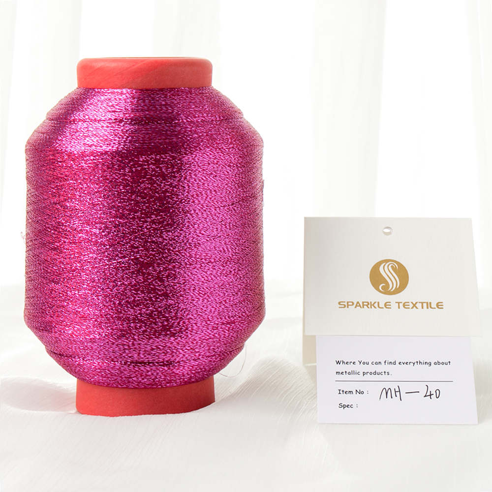 MH Type Metallic Yarn 1/110 Supported By 75D Polyester Silver Golden Metallic Thread For Knitting Weaving