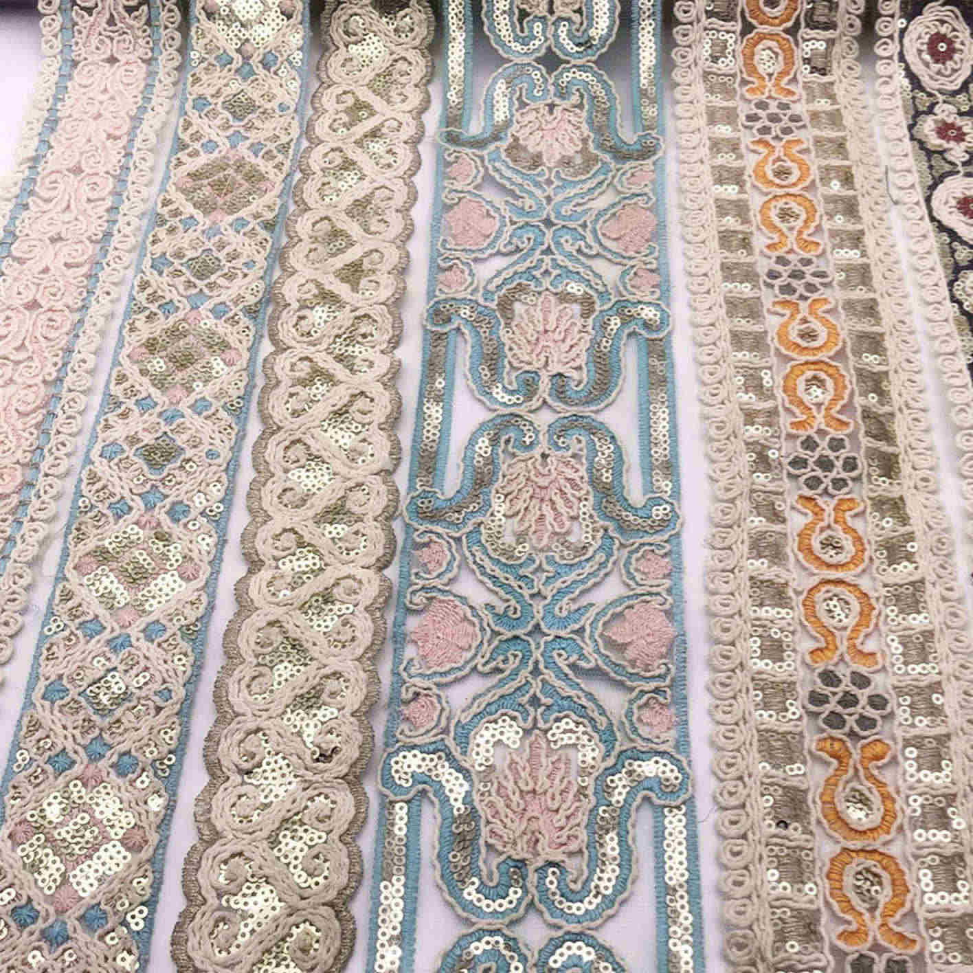 Multicolor Ethnic Style Sequin Lace Ribbon Trim
