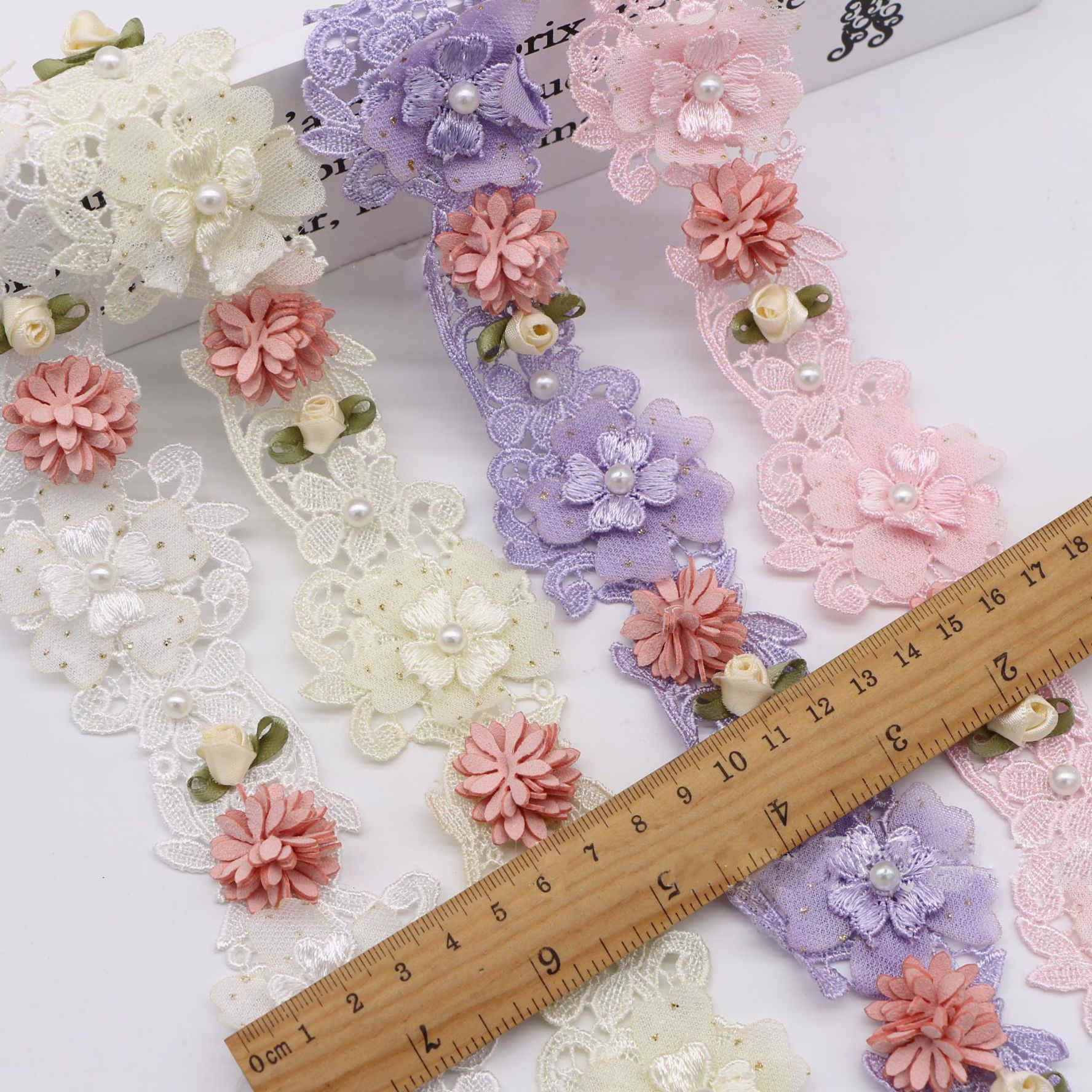 Китай Кружевная бейка с цветочной вышивкой 3d с пайетками и бисером, производитель