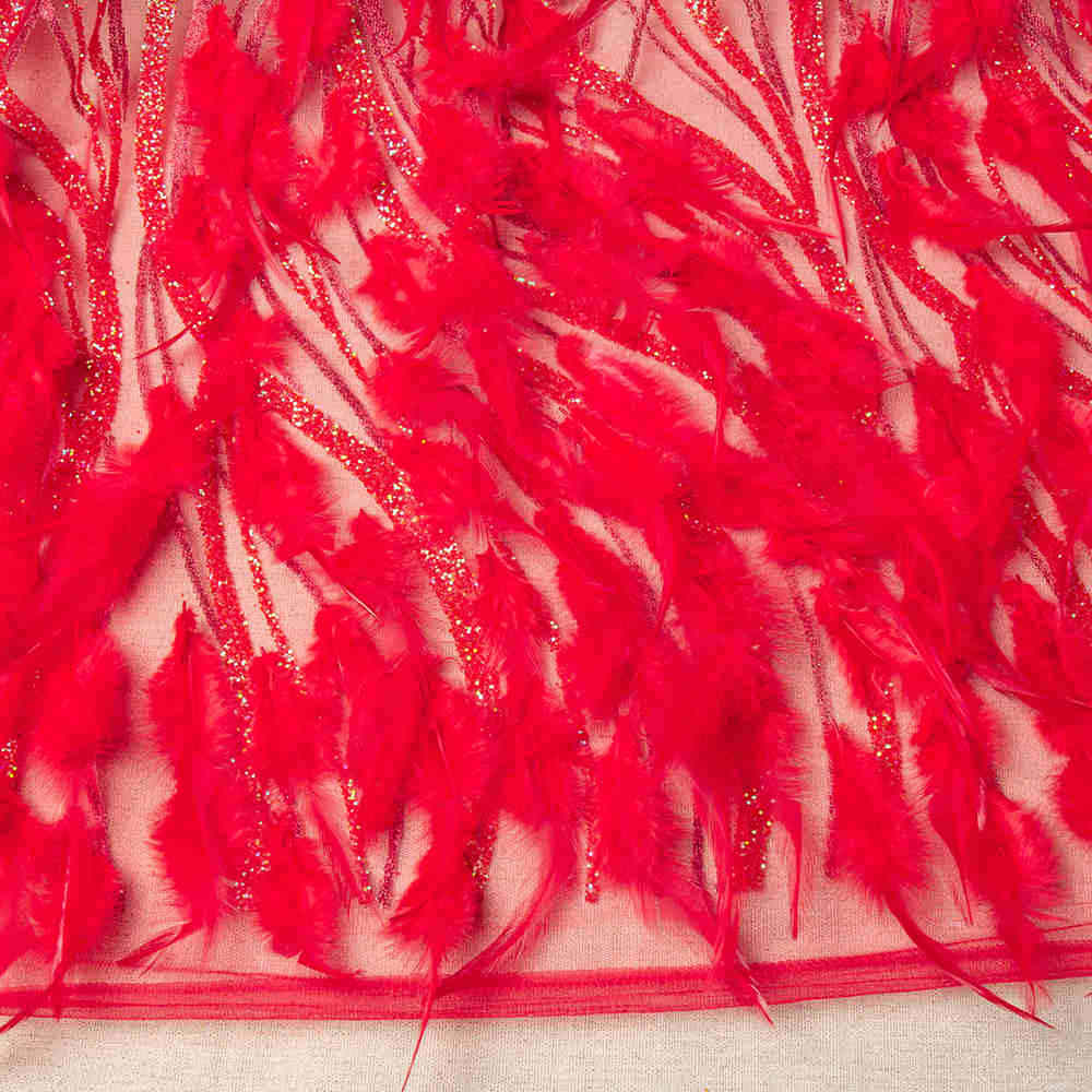 Китай Ткань Секин вышивки красного цветка для материала ткани Секин, производитель