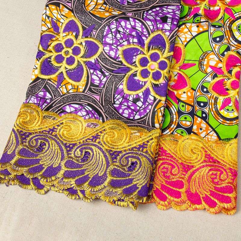 Китай Ткань полиэстера вышивки цветка искры Лорал для одежд Африки, производитель