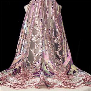 Tissu à sequins changeants multicolores en maille scintillante pour robe