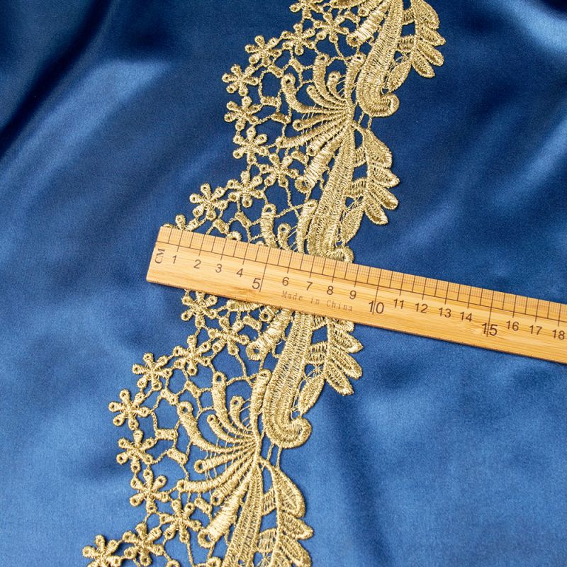 Bordir Lace Potong Emas Hitam Lace Potong Kain Untuk Gaun Garmen Vintage Lace Potong