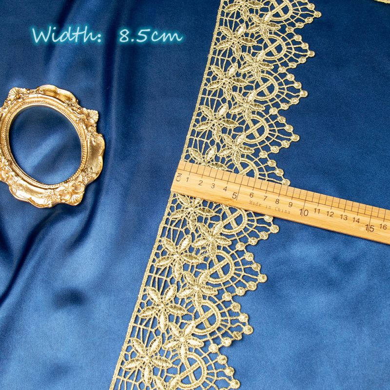 Китай Ткань кружевной отделки золота кружевной отделки вышивки черная для отделки шнурка платья одежды винтажной, производитель