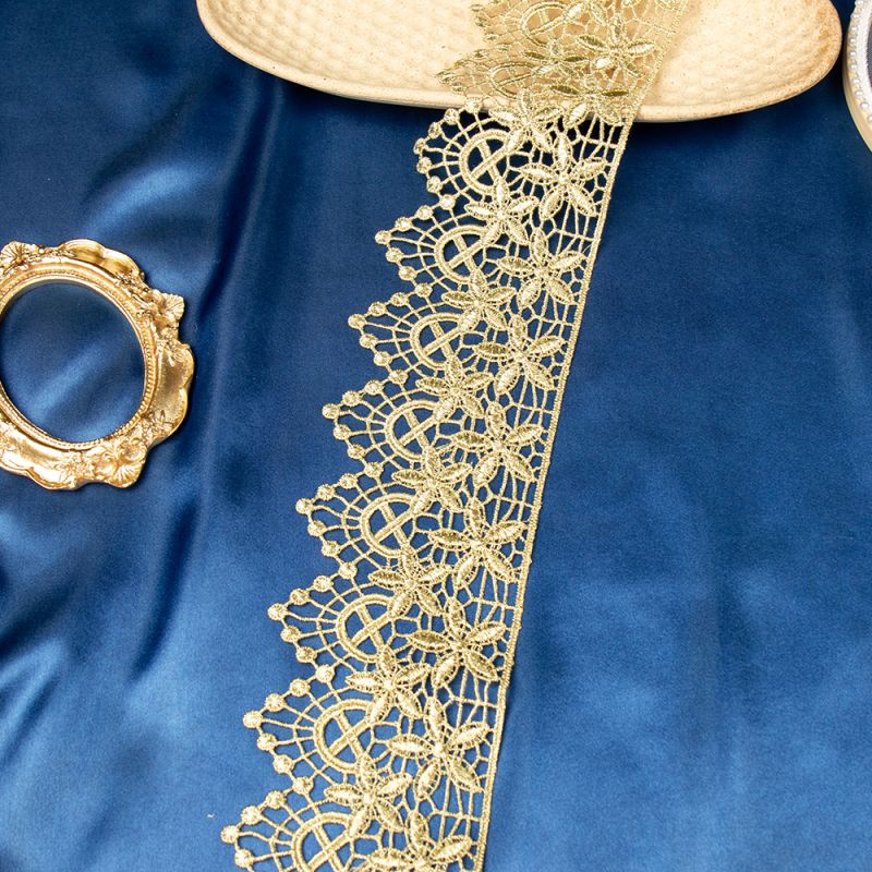 Embroidery Lace Trim Gold Black Lace Trim Fabric For Garment Dress Vintage Lace Trim