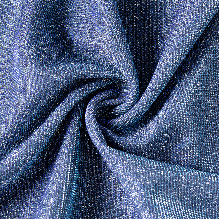 Wholesale Polyester Tricot Shining Powder Coated Black Vinyl Fabric Glitter Stretch Lurex Metallic Thread Viscose Fabric