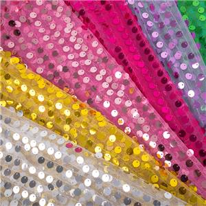 High Quality 9mm Large Sequin Mesh Embroidery Fabric Glitter Stage Dress Tulle Polyester Fabric Colorful Sequin Fabric