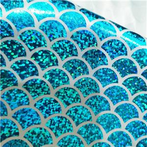 Offre spéciale populaire couleur magique Laser poisson échelle Polyester tissu or estampage tissu sirène bronzant holographique feuille tissu