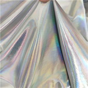 Großhandel vierseitiger elastischer holographischer Folienstoff Magic Color Plain Gold Stamping Fabric Glänzende Folie, die Bronzing Fabric stempelt