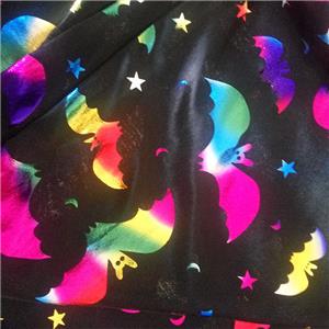 Grosir Halloween Bintang Bulan Cetak Rajutan Penyepuhan Kain Halloween Warna-warni Topi Kelelawar Cape Kain Foil Hot Stamping Fabric
