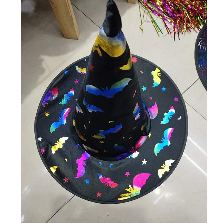 Wholesale Halloween Stars Moon Print Knitted Gilding Fabrics Halloween Colorful Bat Hat Cape Fabric Foil Hot Stamping Fabric