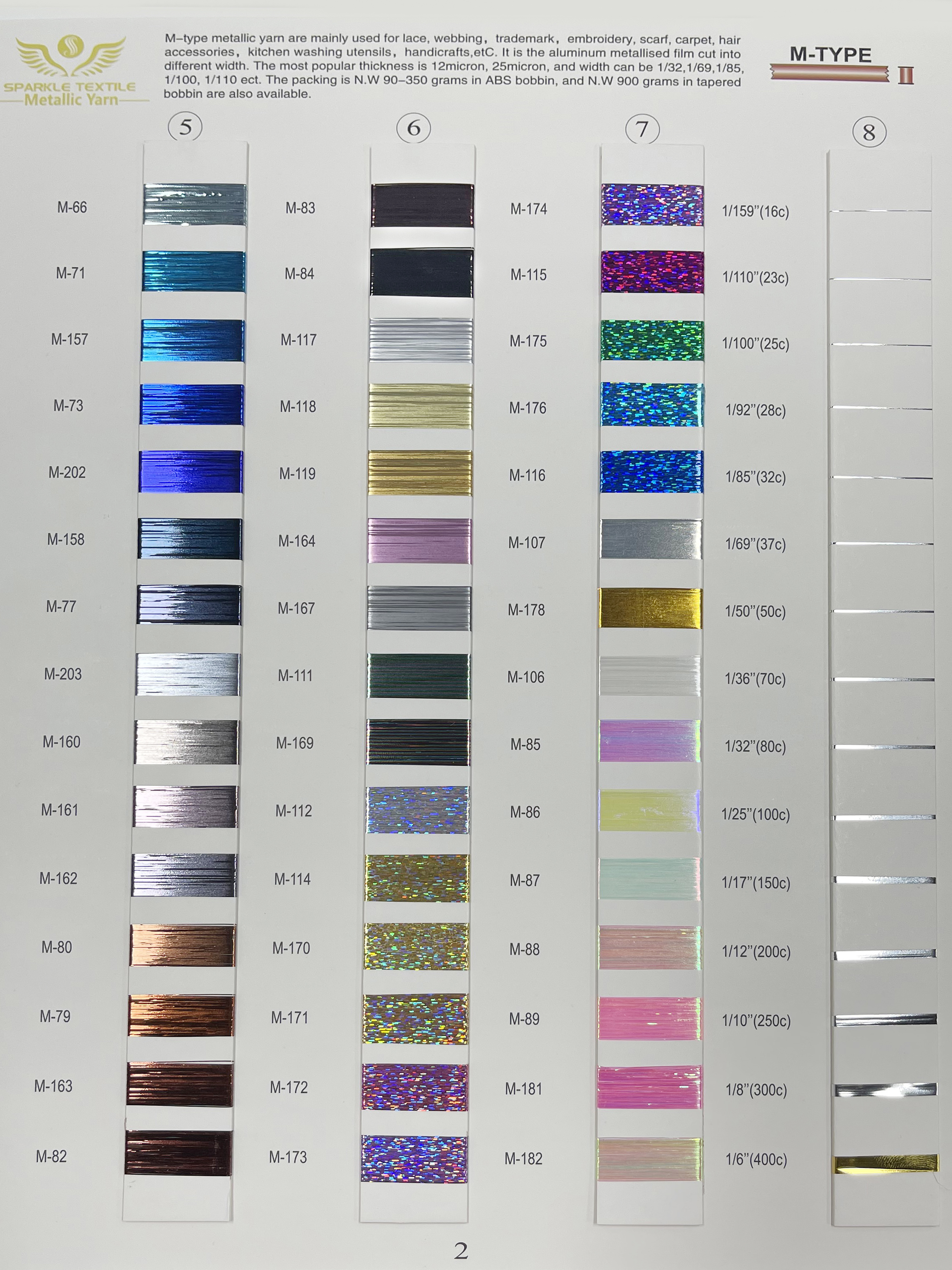 Rich Color M Type Metallic Yarn Lurex Thread For Weaving Flat Knitting Lurex Yarn