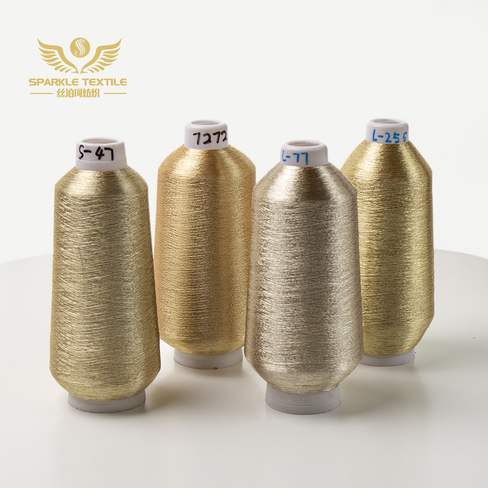 Hohe Qualität wie japanisches reines Silber reines Gold Farbe MS ST-Typ Polyester-Maschinenfäden Stickerei Metallic-Garn