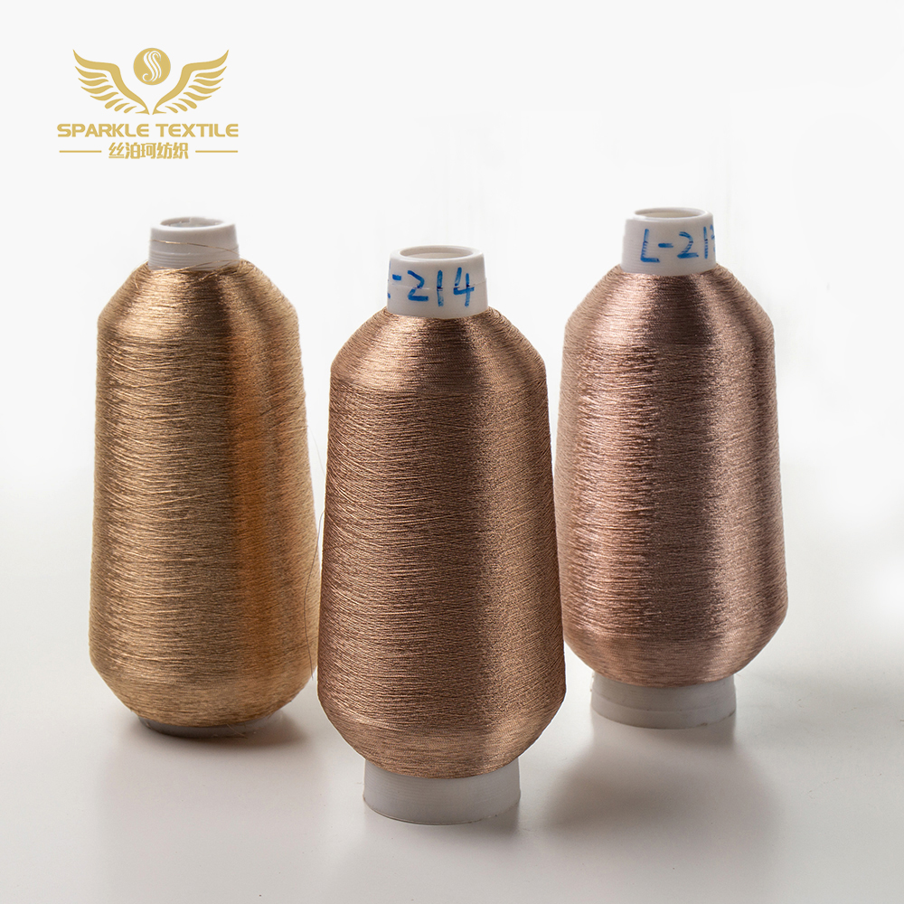 Low Price Dongyang ST Type Embroidery Metallic Thread Copper Sparkle Common Gold 150 D Polyester Lurex Metallic Yarn