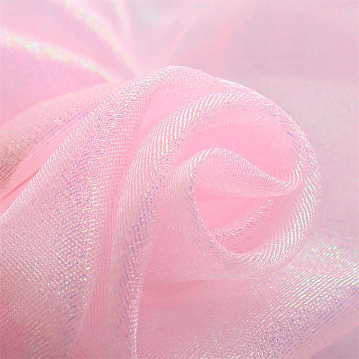 Wholesale Shinny Liquid Soft Chiffon 100% Polyester Bridal Solid Iridescent Crystal Voile Sheer Silk Organza Fabric