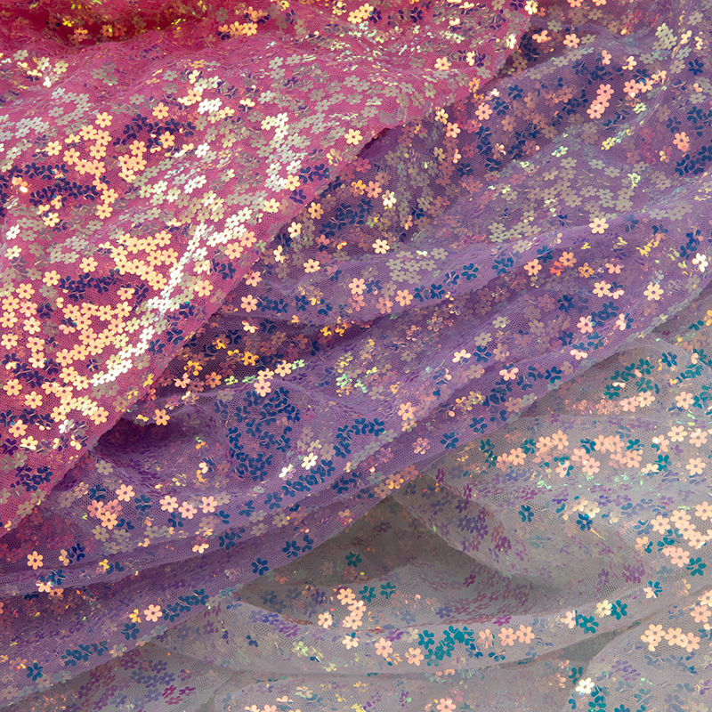 Tissu de paillettes de couleur magique de 3mm tissu brodé de paillettes de tissu de Polyester d'argent d'or coloré brillant