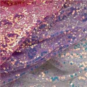 3mm Magic Color Sequins Fabric Shiny Colorful Gold Silver Polyester Fabric Sequins Embroidered Fabric