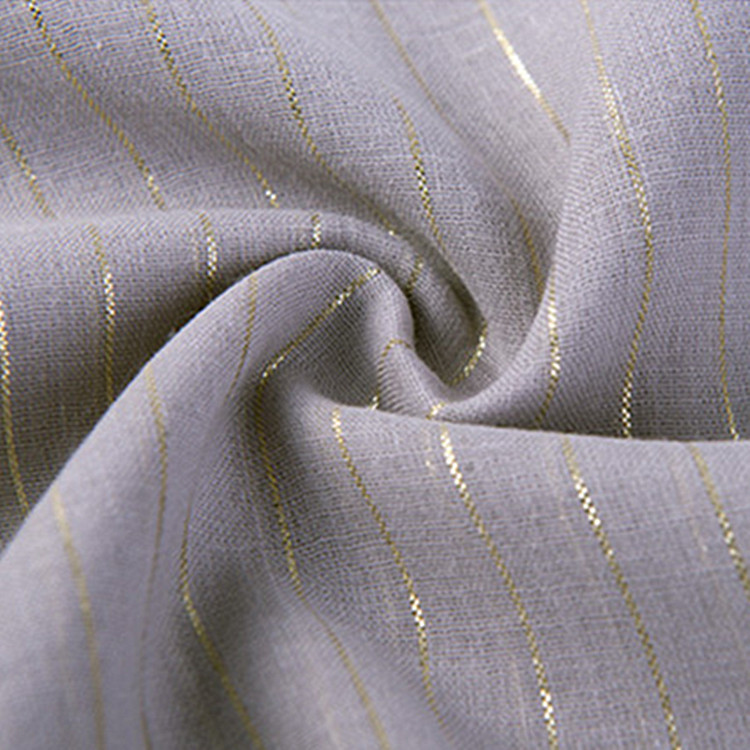 Brocade Glitter Fancy Gold Stripe Thin Shirt Curtain Fabric Cotton Linen Metallic Yarn Fabrics