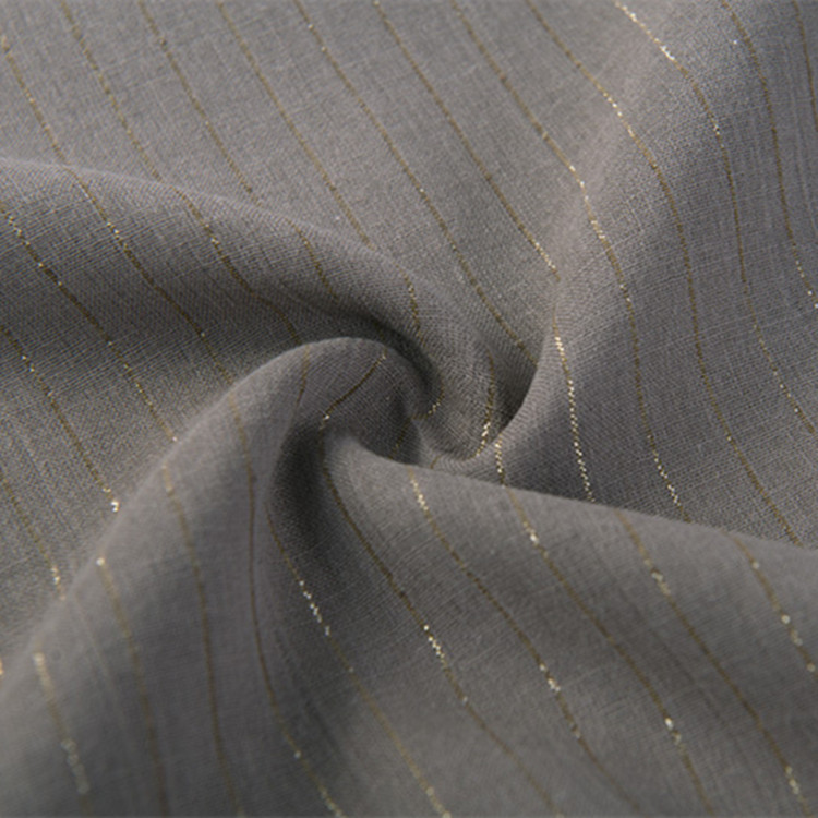 Brocade Glitter Fancy Gold Stripe Thin Shirt Curtain Fabric Cotton Linen Metallic Yarn Fabrics