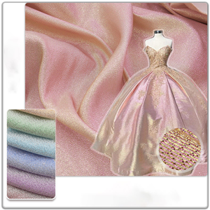 Tela Lurex de seda de doble Color brillante Popular, exquisita tela de poliéster para vestido de boda de escenario de cambio Gradual