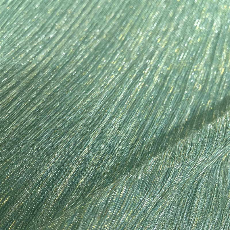 Sparkling Luster Stretch Knitting Fabric Lightweight Tulle Fabric Pleating Glitter Mesh Fabric