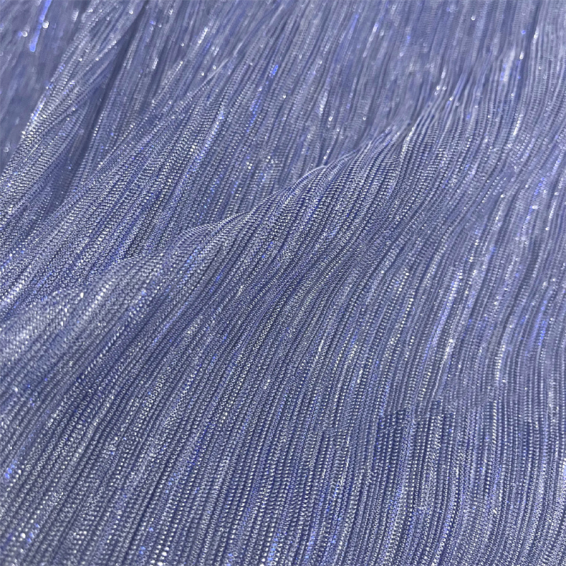 Sparkling Luster Stretch Knitting Fabric Lightweight Tulle Fabric Pleating Glitter Mesh Fabric