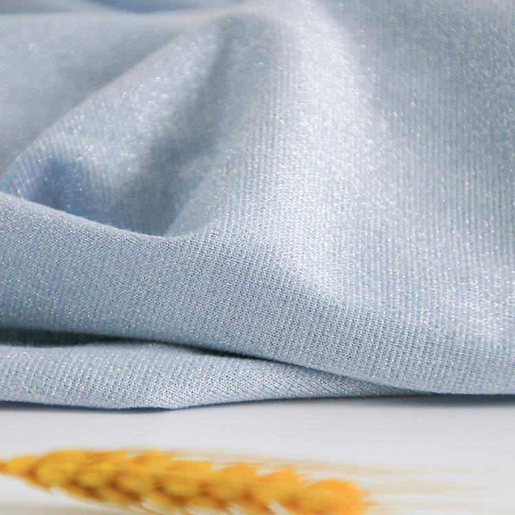 Lurex Knitted Fabric Viscose Spandex Metallic Yarn Single Jersey 190g/m2 Breathable Stretch T-shirt Material for Casual Wear