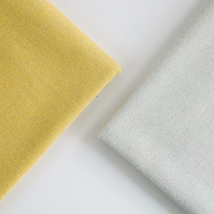 Lurex Knitted Fabric Viscose Spandex Metallic Yarn Single Jersey 190g/m2 Breathable Stretch T-shirt Material for Casual Wear