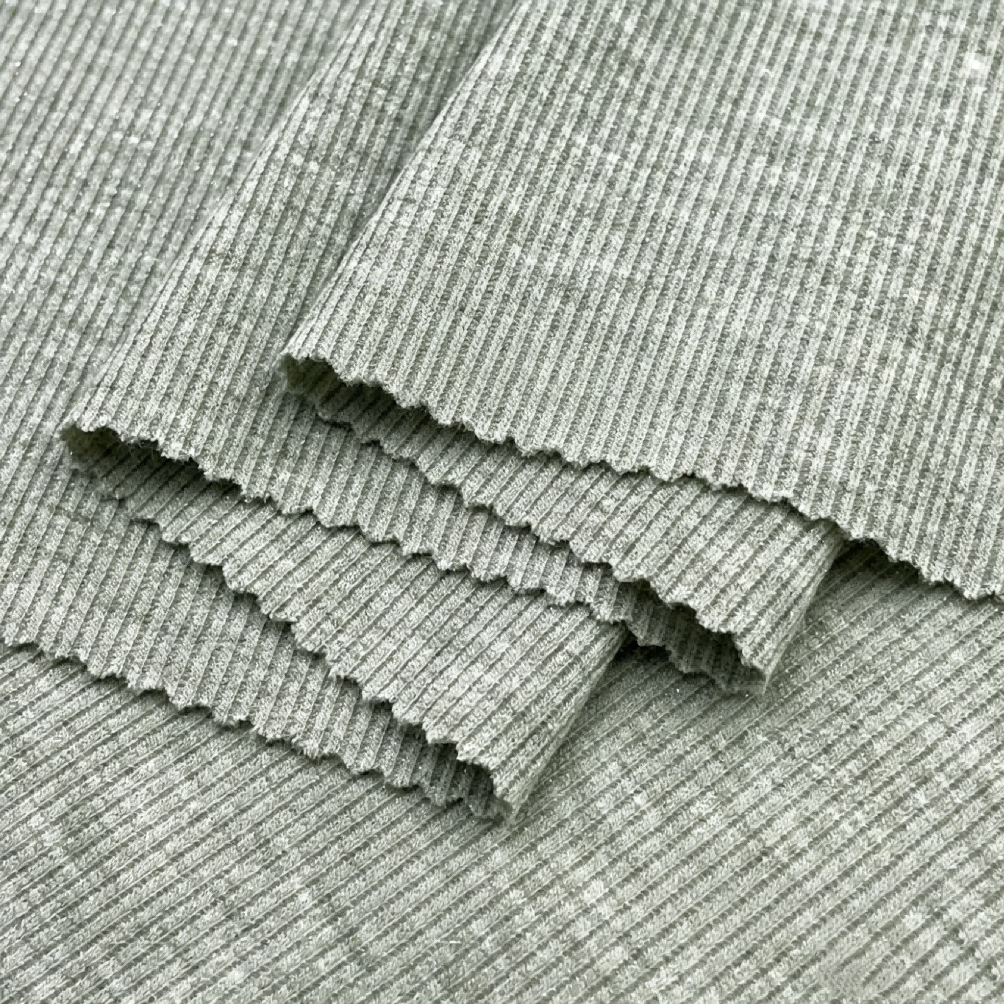 280gsm Silver Metallic Yarn Sparkle 2x2 Rib Knitted Fabric with Nylon & Rayon for Winter Dress Lining