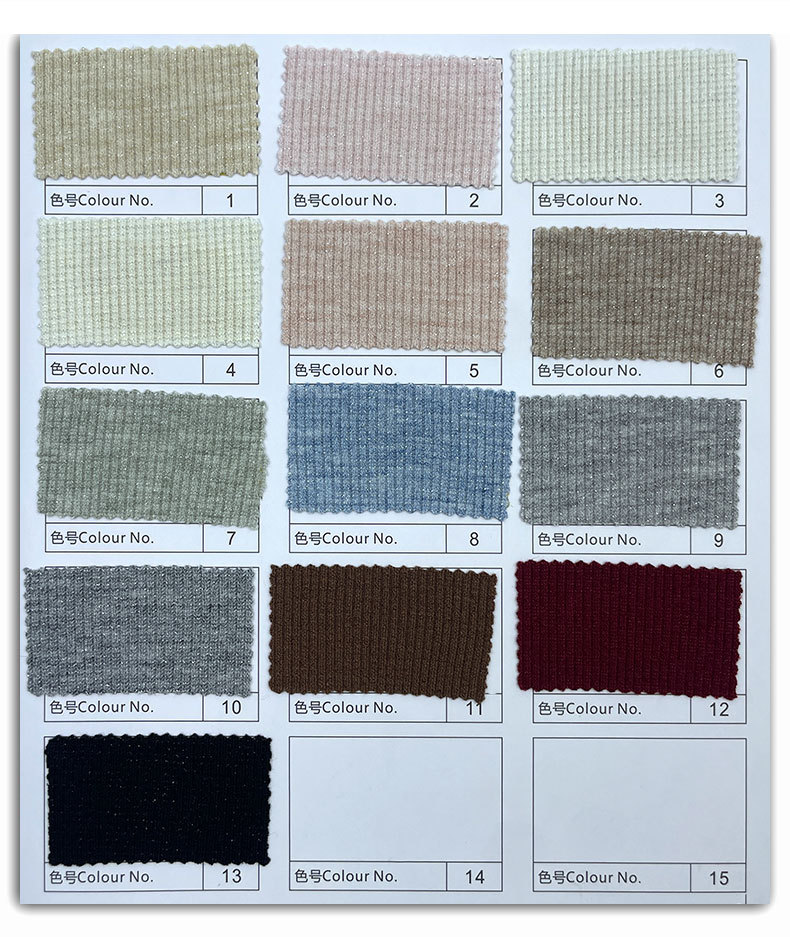 280gsm Silver Metallic Yarn Sparkle 2x2 Rib Knitted Fabric with Nylon & Rayon for Winter Dress Lining