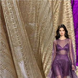 Women Dress Elastic Luster Mesh Fabric Sparkling Jacquard Spandex Metallic Stretch Cotton Knitting Fabric