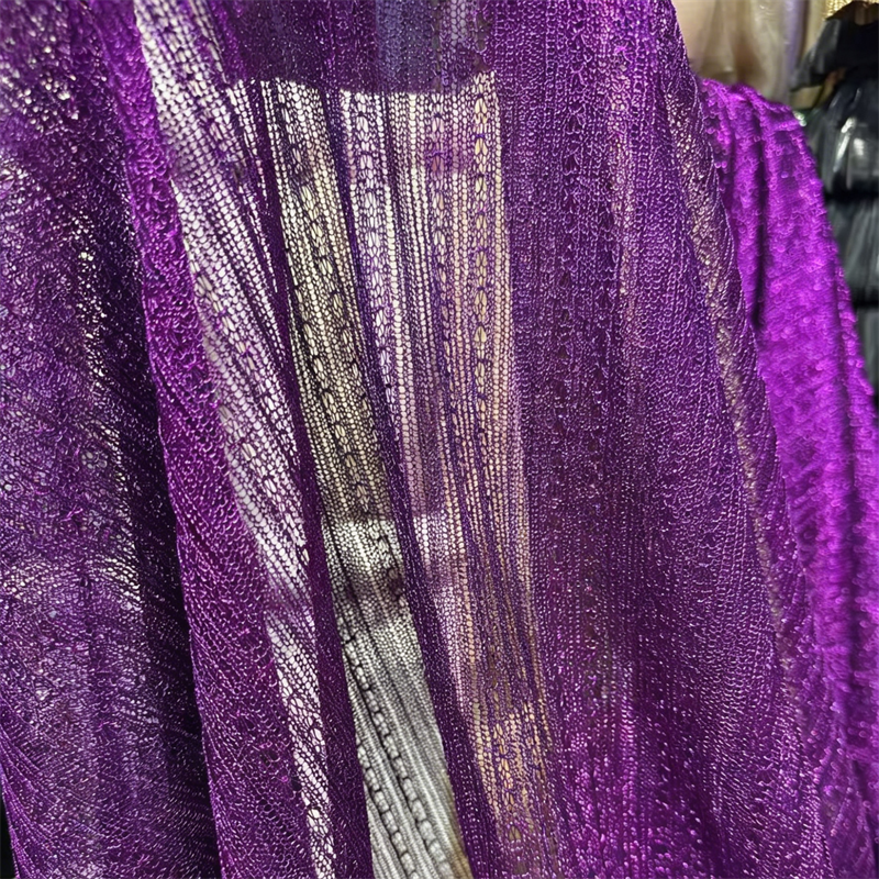 Women Dress Elastic Luster Mesh Fabric Sparkling Jacquard Spandex Metallic Stretch Cotton Knitting Fabric