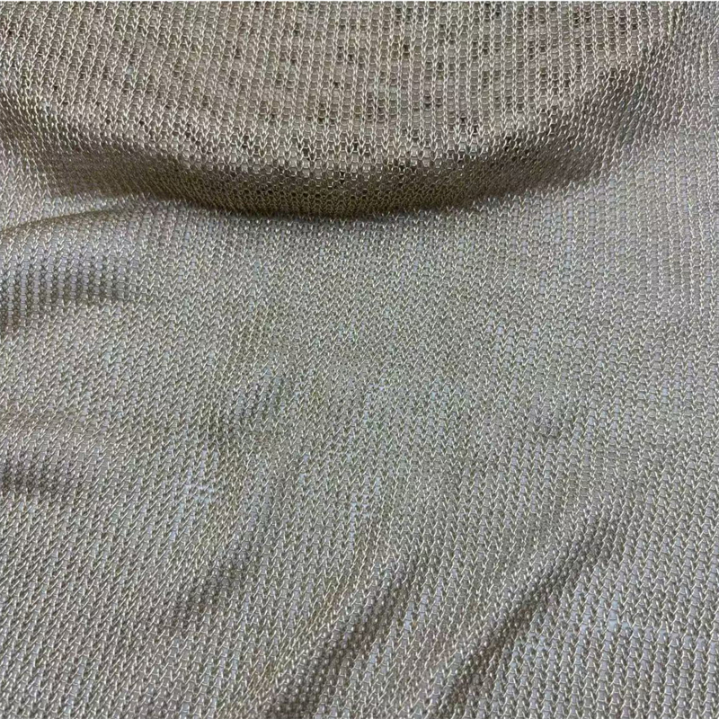 Glitter Polyester Gold Shinny Mesh Jacquard Elastic Metallic Thread Stretch Knitting Fabric