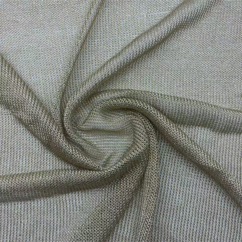 Glitter Polyester Gold Shinny Mesh Jacquard Elastic Metallic Thread Stretch Knitting Fabric