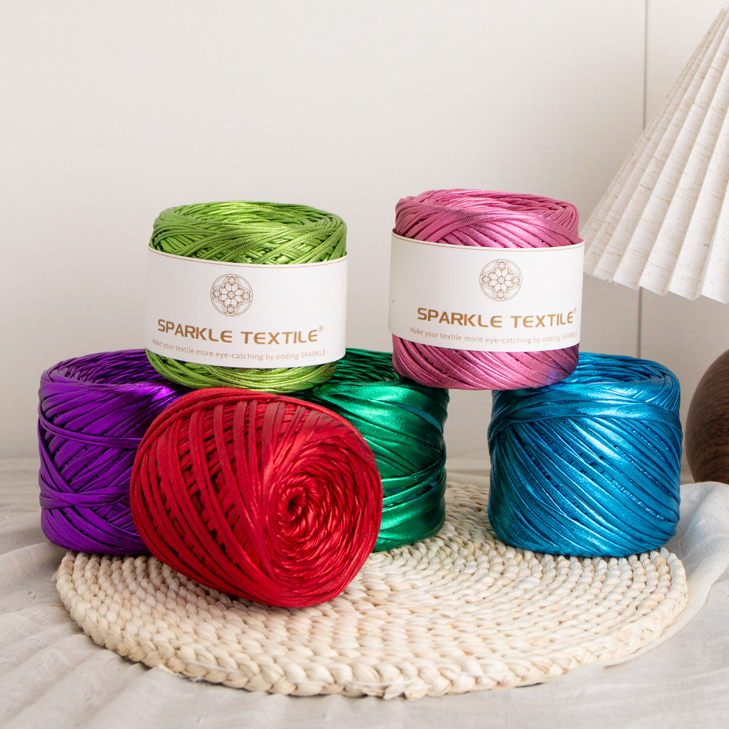 Hand Metallic Crochet Thread 200g Spun T-Shirt Yarn for DIY Crochet Bag Crocheting DIY Craft
