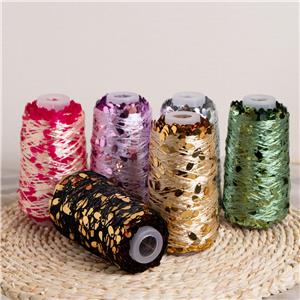 Fancy Combed Cotton Yarn 50gPer Cone Waterdrop Large Sequins Bead Yarn Handmade DIY Knitting Crochet Sparkle Glitter Sequin Yarn