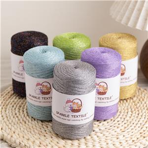 4MM Polyester Metallic Hollow Rope Woven Ribbon with Lurex Thread for DIY Handmade Bags, Crochet Crafts