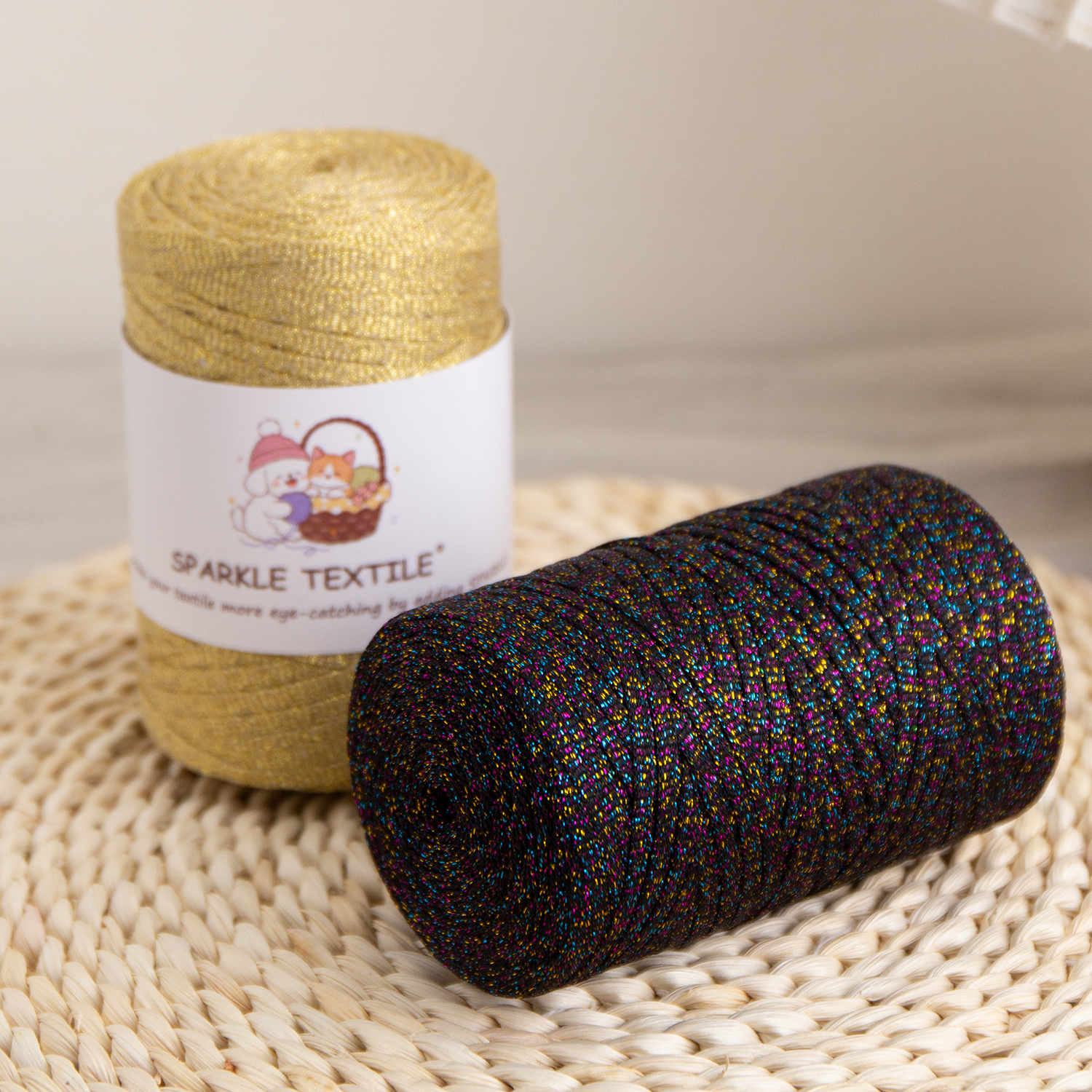 4MM Polyester Metallic Hollow Rope Woven Ribbon with Lurex Thread for DIY Handmade Bags, Crochet Crafts
