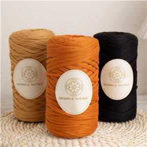 Big Spun 310g Elasticity Hand Knitting 2cm Wide Soft Polyester T Shirt Crochet Yarn for Beginners