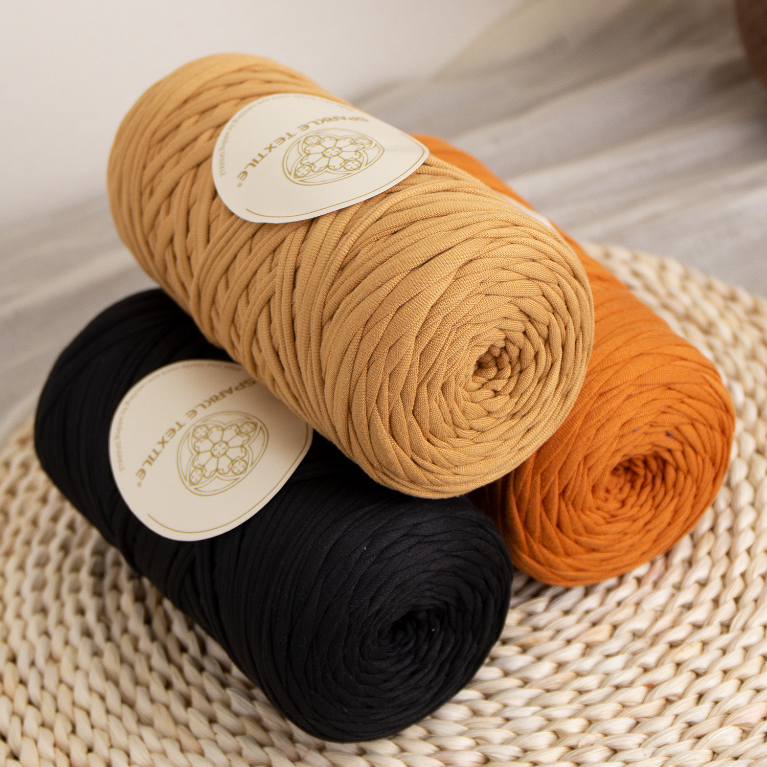 Big Spun 310g Elasticity Hand Knitting 2cm Wide Soft Polyester T Shirt Crochet Yarn for Beginners
